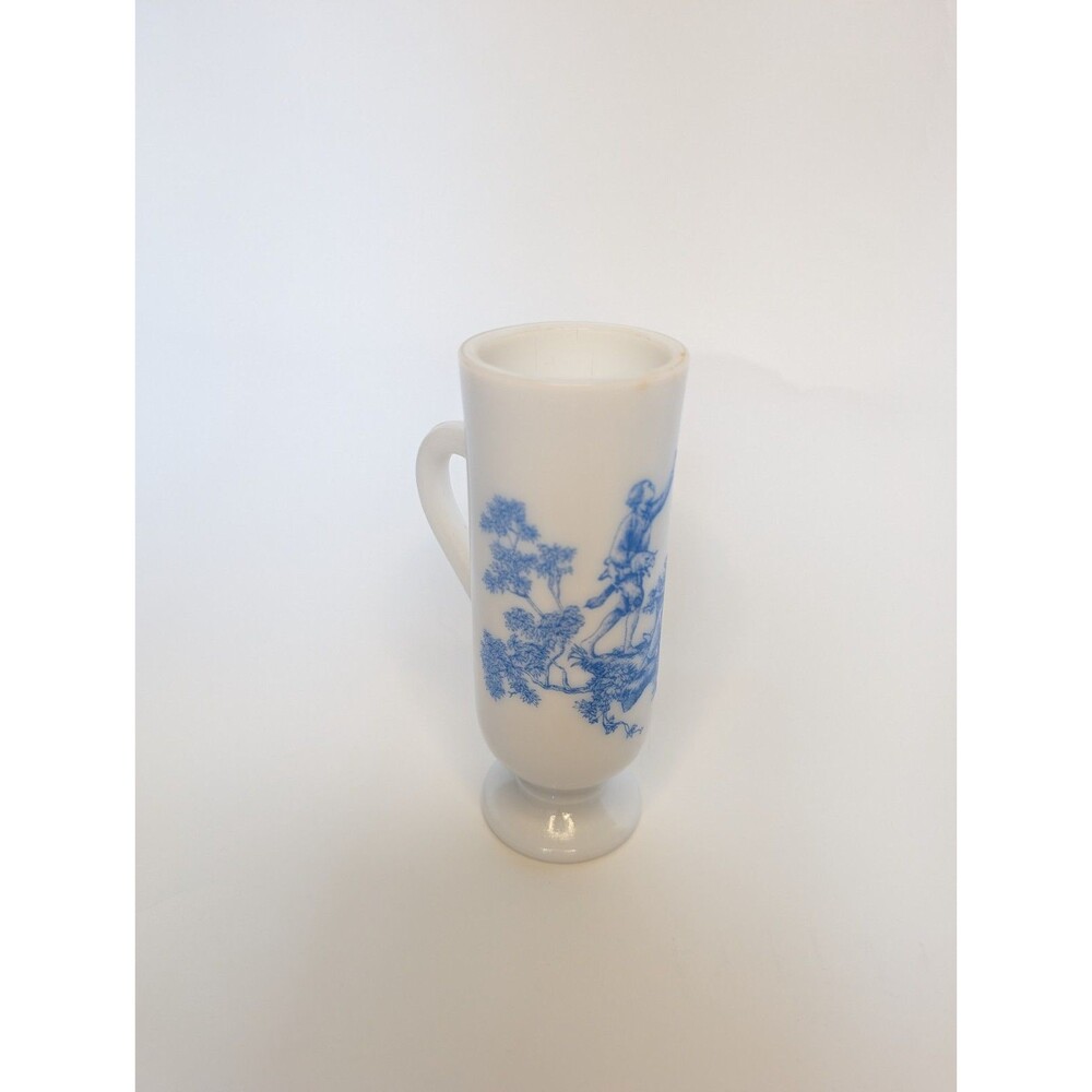 Vintage Avon Milk Glass White And Blue Pedestal Demitasse Cup Or Bud Vase